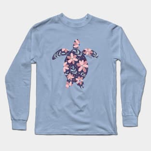 Floral Sea Turtle - muted colors Long Sleeve T-Shirt